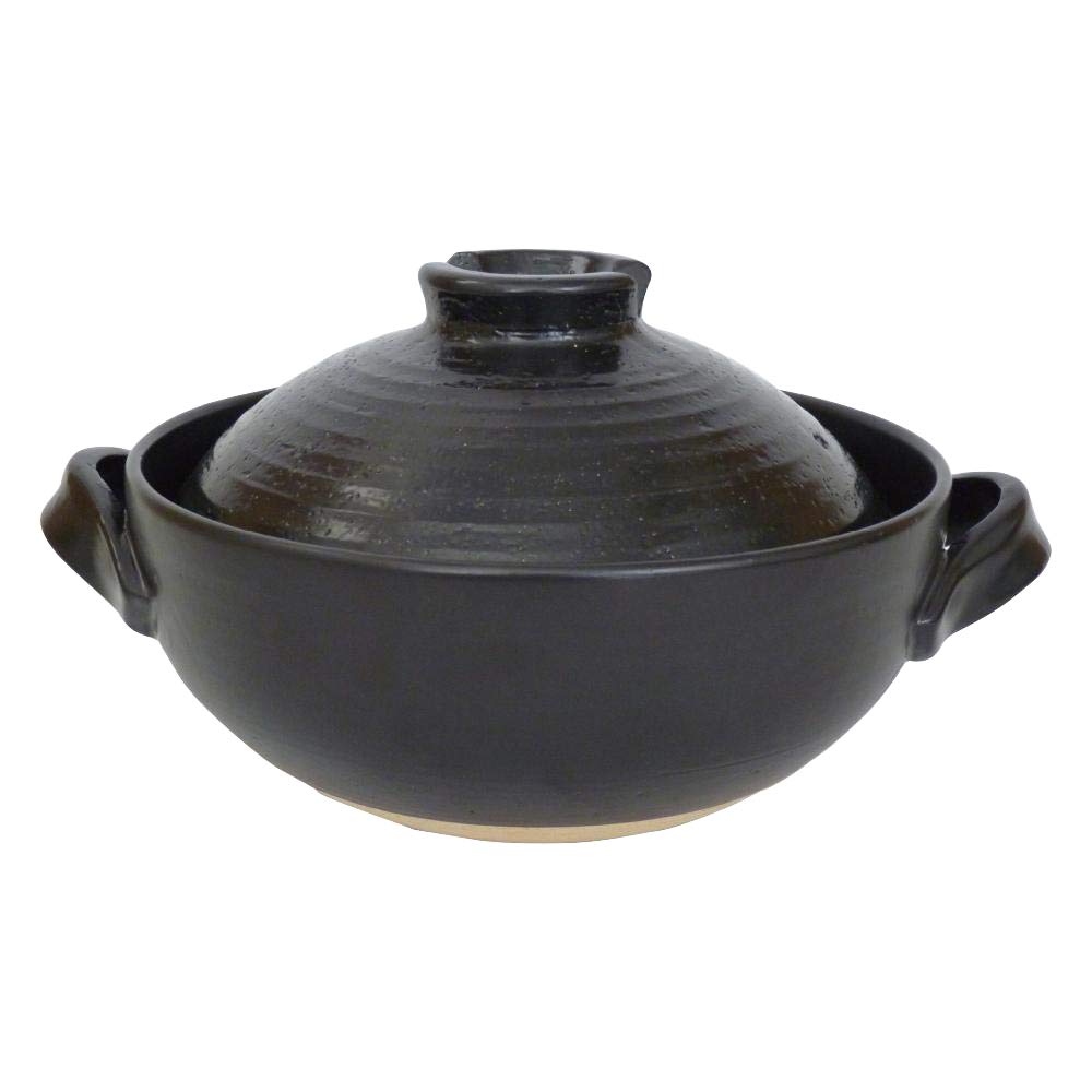 Maebata Series 6 Earthenware Pot 52424 Heat-Resistant No. (Black Glaze)