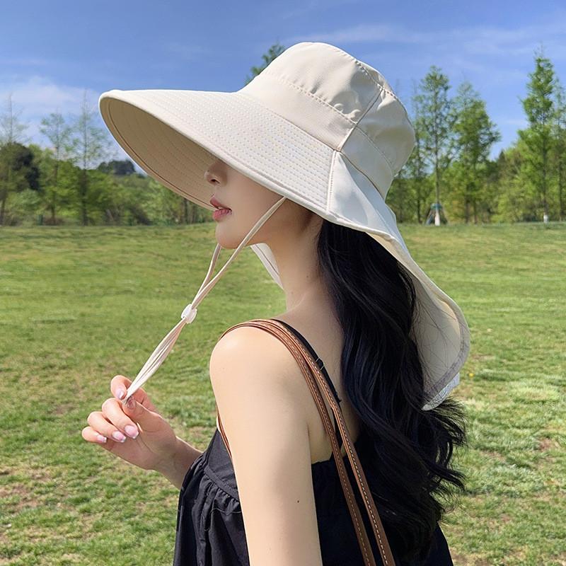 Sun Protection Sun Hat For Women With Wide Brim And Face Cover Summer Fashion Cap