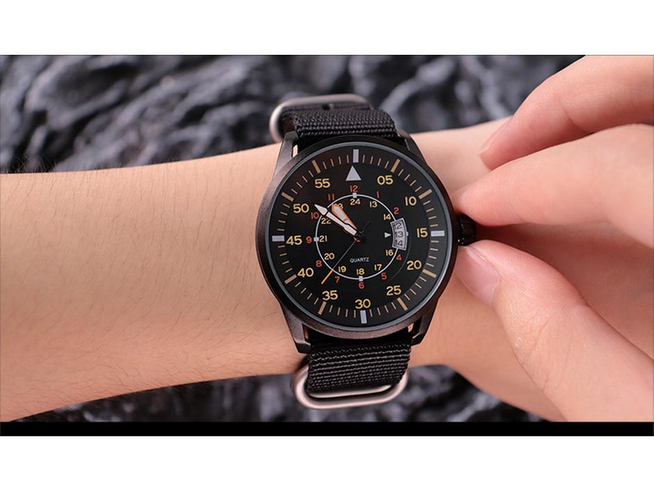 Addies Nylon Strap Men's Waterproof Quartz Sports Watch with Luminous Calendar