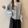 The Real Shot of the New Collar Sweater Women's Thin Loose Solid Color Single-breasted Cardigan Top Short Coat