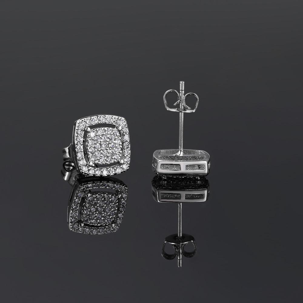 Orecchino a Bottone Quadrato Iced Out Zirconia per Piercing all'Orecchio Orecchini Unisex Punk Rock Hiphop Cartilagine Lobo Orecchino Gioielli Maschili alla Moda OHE164