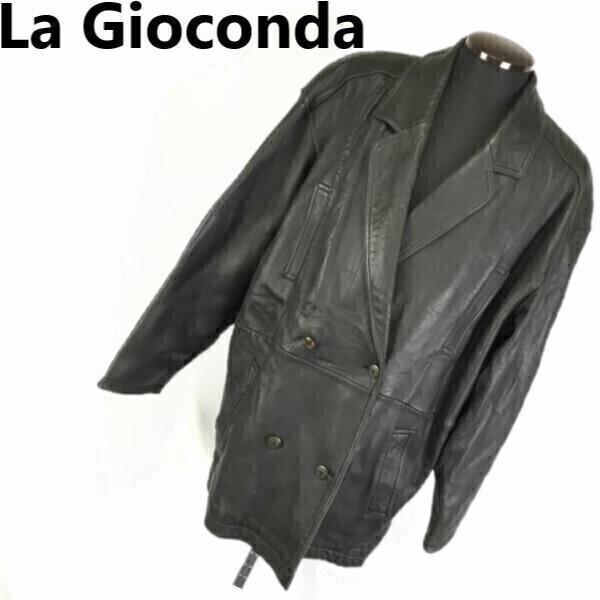 

La Gioconda Heavy Leather Double Jacket Coat L Men Black(USED)