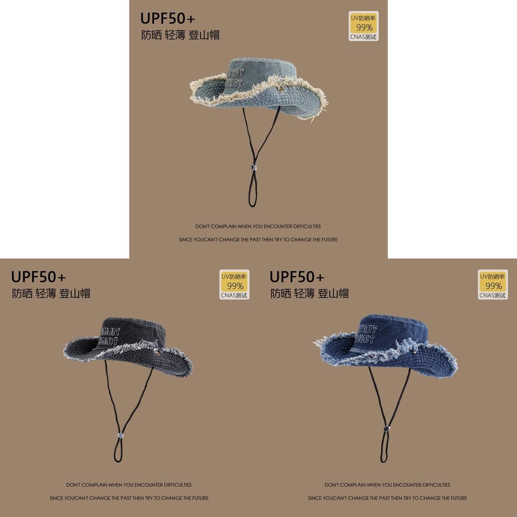 Denim Eimerhut für Damen Herren Sonnenschutz Großer Schirm Lässig Sommer Outdoor Accessoire