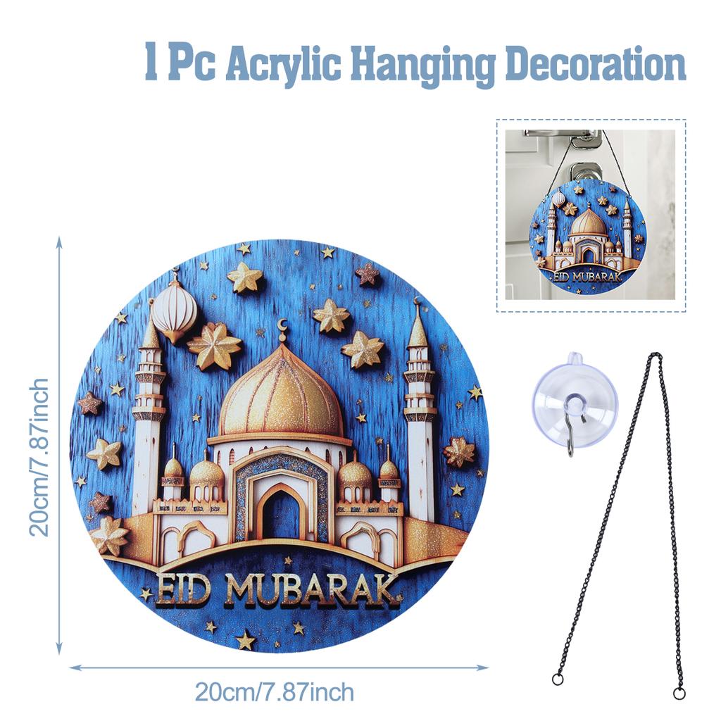 Eid Mubarak Acrylic Hanging Ornaments Ramadan Kareem Ramadan Decoration for Home 2025 Islamic Muslim Eid Al-Fitr Party Supplies
