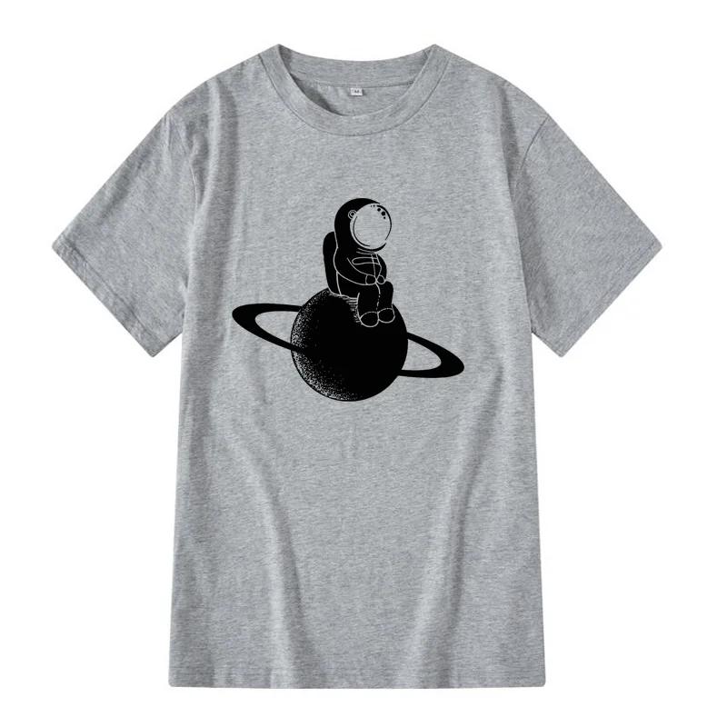 Mens Tshirt 100 Cotton Short Sleeve Space Moon Print Men T Shirt Casual Summer Loose Men Tshirt Cool Tshirt Male Tees Tops