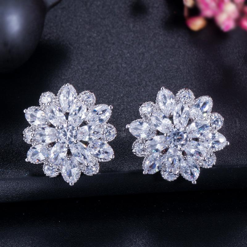 

Jewelry Bingling Flower Zircon Earrings, Popular Earrings Imported Zircon Snowflake Earrings