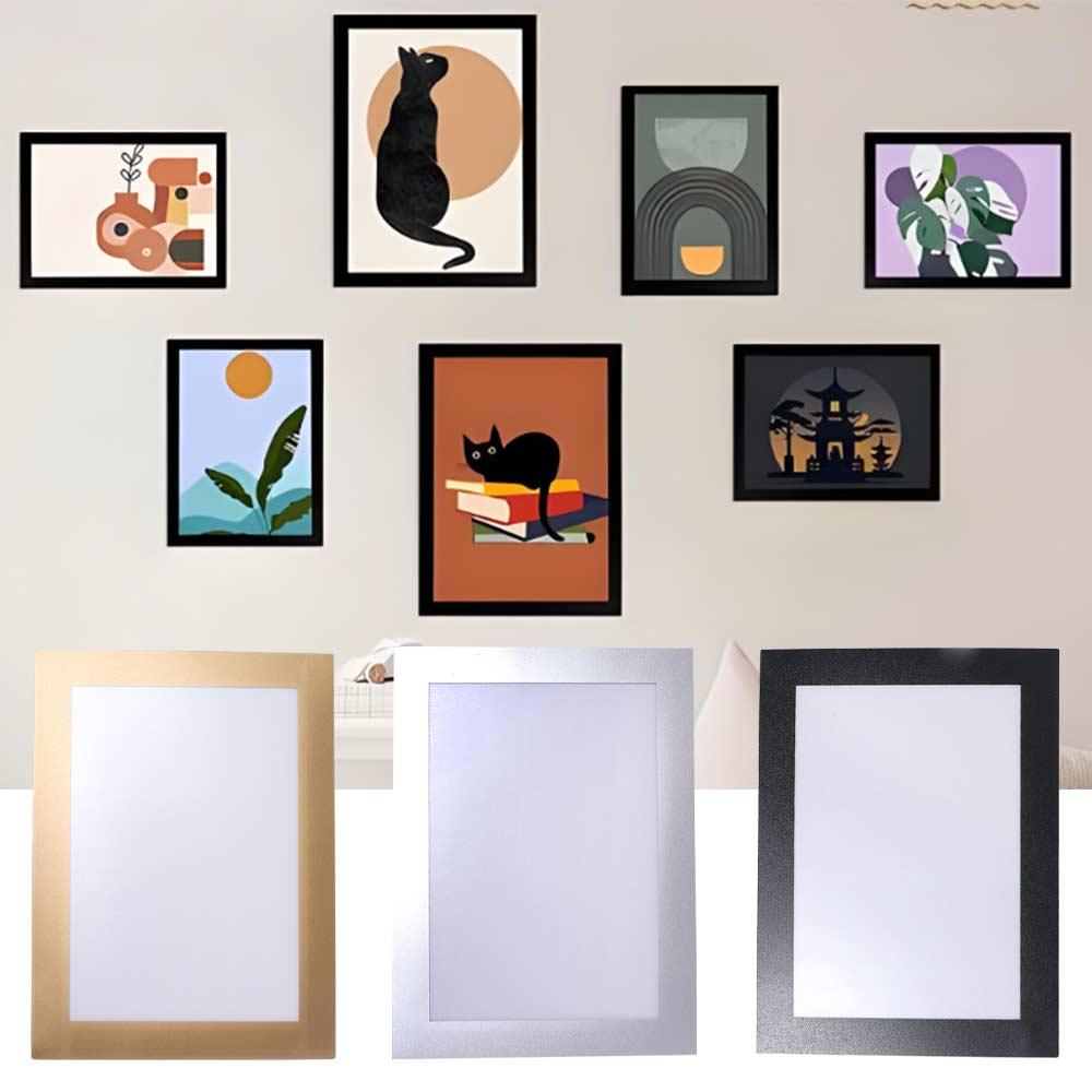 3PCS Creative Wall Mount Magnetic Picture Frame Portable Square Self-Adhesive Photo Frame Plastic Award Frame Window