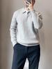 Sweater Raffiné pour Homme en Maille Blanche à Revers - Manches Longues Automne/Hiver Couche de Base Style Tendance