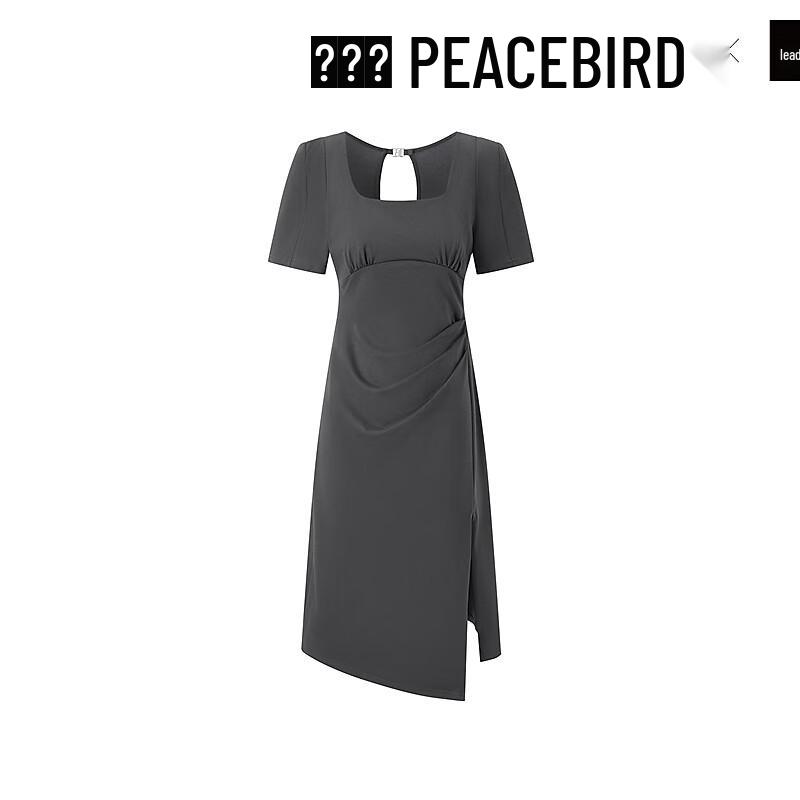 Peacebird Women's Ruched Knit Short Sleeve Dress