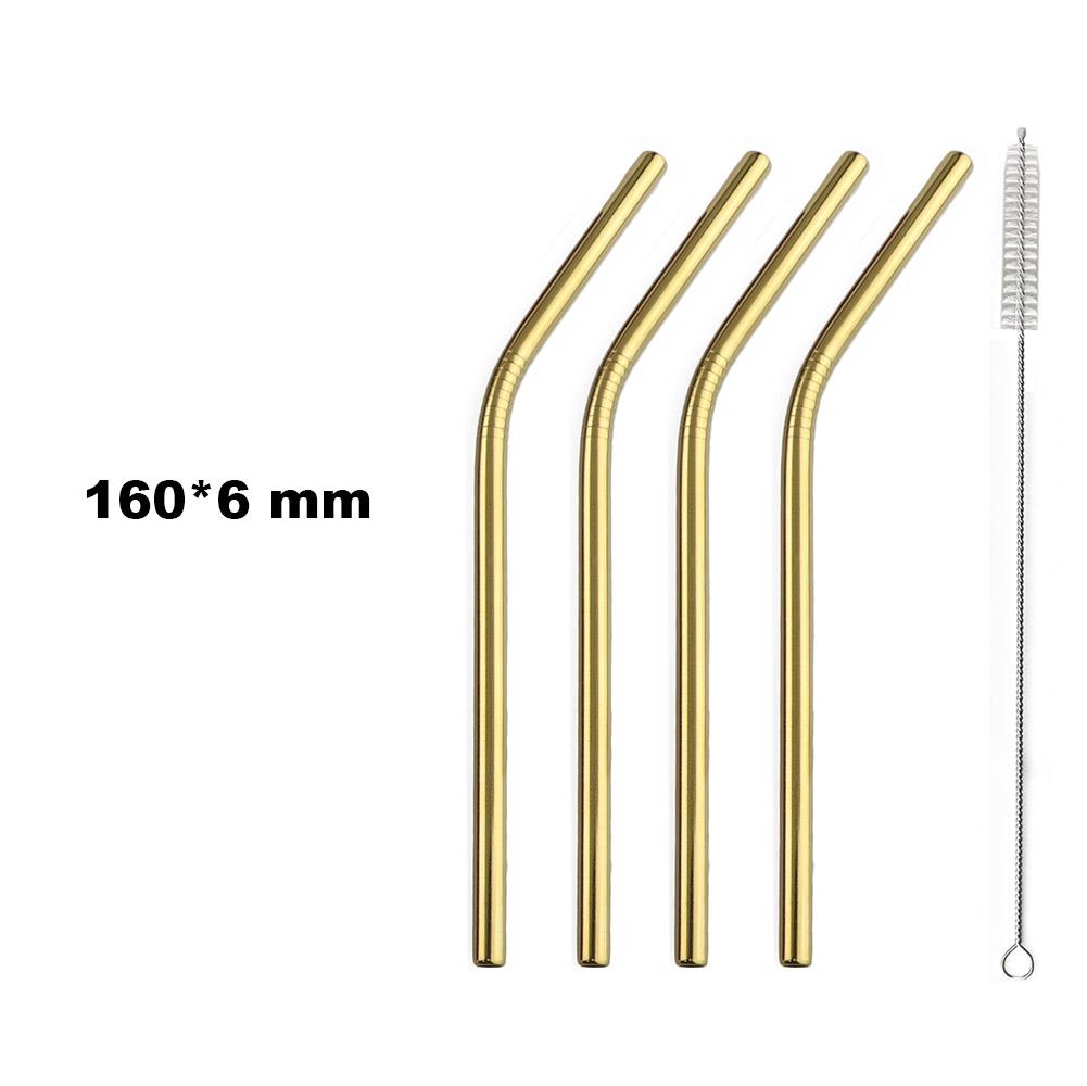 Fruit Juice Straws Mini 160mm Short Rainbow Stainless Steel Metal Straws Straight Bend Reusable Drinking Small 4Straw 1prush