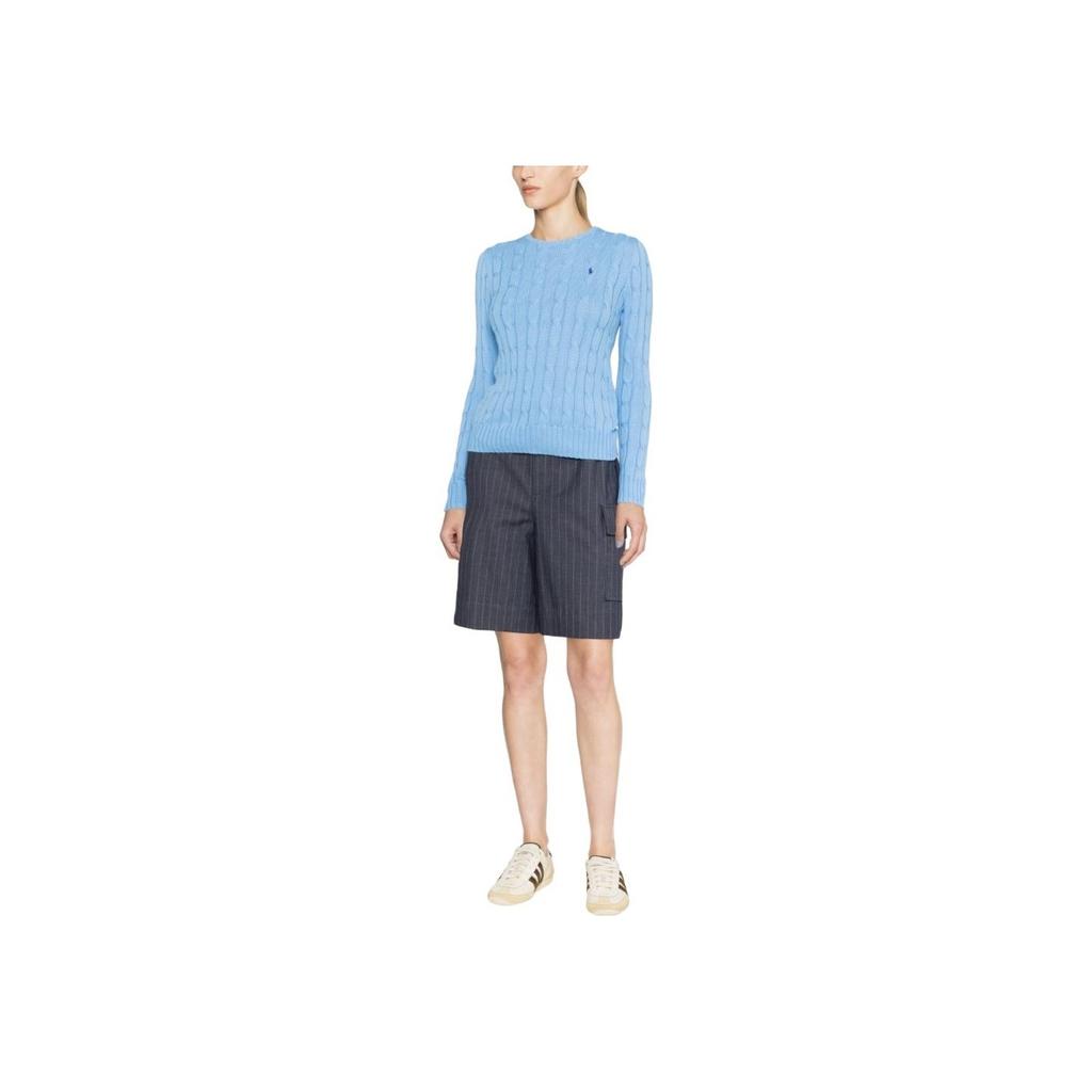 Polo Ralph Lauren SS23 Solid Color Logo Embroidered Cable Knit Sweater Women Sweater Blue 211891640-013