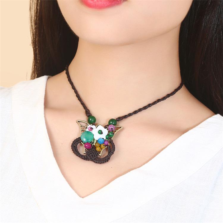 Original Handmade Ethnic Style Agate Short Necklace Femininity Retro Versatile Collarbone Chain Simple Classical Accessories
