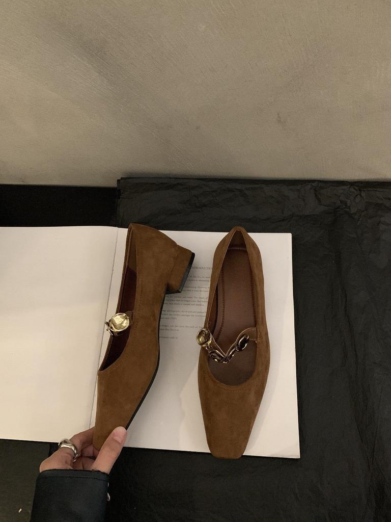 Coarse heel single shoes women's spring and autumn new evening shoes soft-soled ballet shoes with Mary Jane shoes women