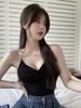 #Hong Kong flavor neck cross sling vest inside, women's French outer wear, beautiful back design, sleeveless sexy top
