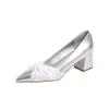 Beautiful High Heels New Silver Pointed Head Light Mouth Thick Heel with Skirt Single Shoes Women