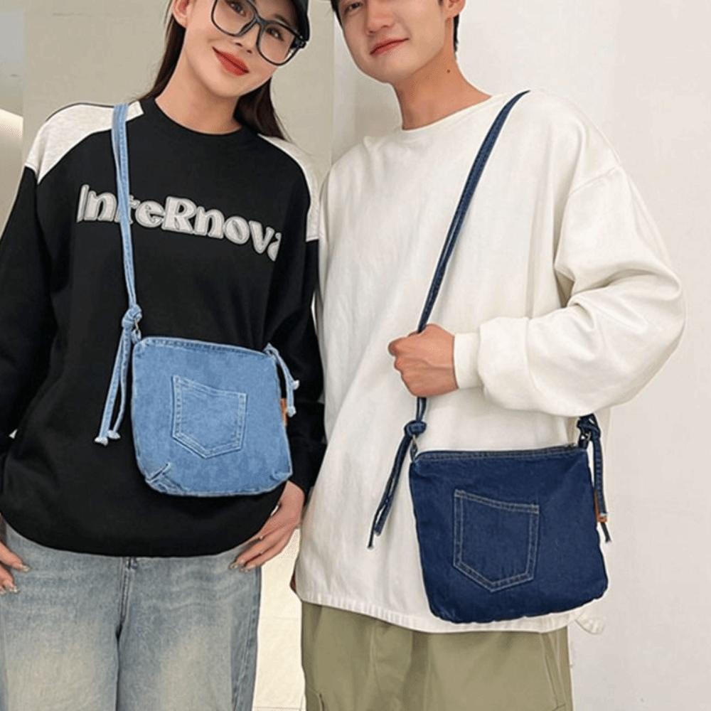 Y2K Vintage Handbag Street Style Solid Crossbody Bag Casual Denim Canvas Bag Travel