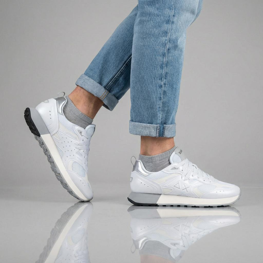 Sun68 Jaki 2.0 Silver Mesh - Men's Sneakers Shoes White Z36119-01 ORIGINAL
