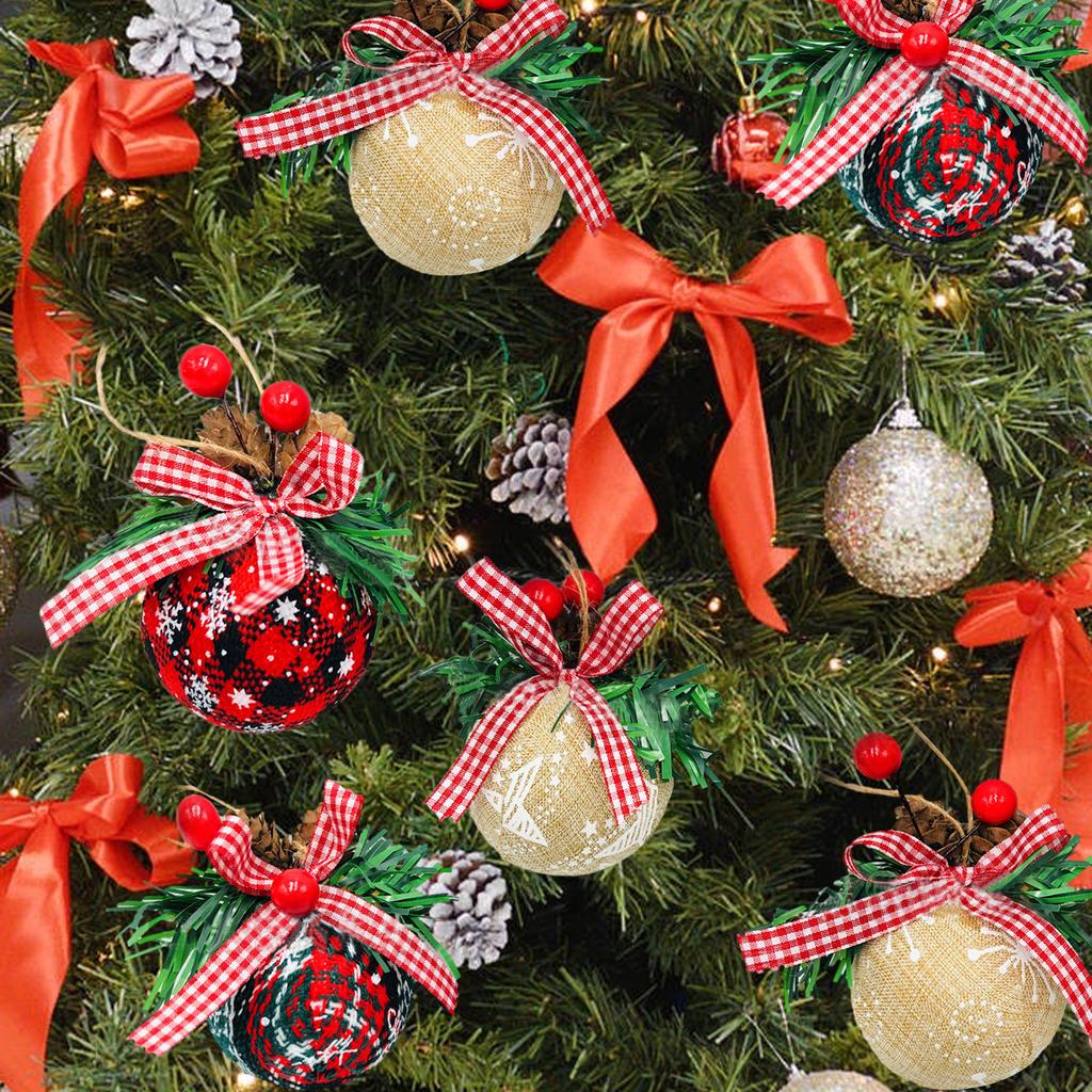 Christmas Ball Foam Fabric Covered Ornament Tree Hanging Decoration Window Display Prop