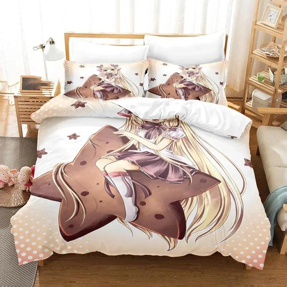 3D-gedrucktes Anime Chobits Chi-Bettwäscheset für Jungen und Mädchen, Twin Queen Size, Bettbezug, Kissenbezug, Bett, Kinder, Erwachsene, Heimtextilien