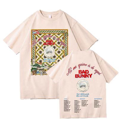 Bad Bunny Tour 2025 Tshirts No Me Quiero Ir De Aquí Residency Graphic Printing T-shirts Unisex Cotton Short Sleeve Fashion Tees
