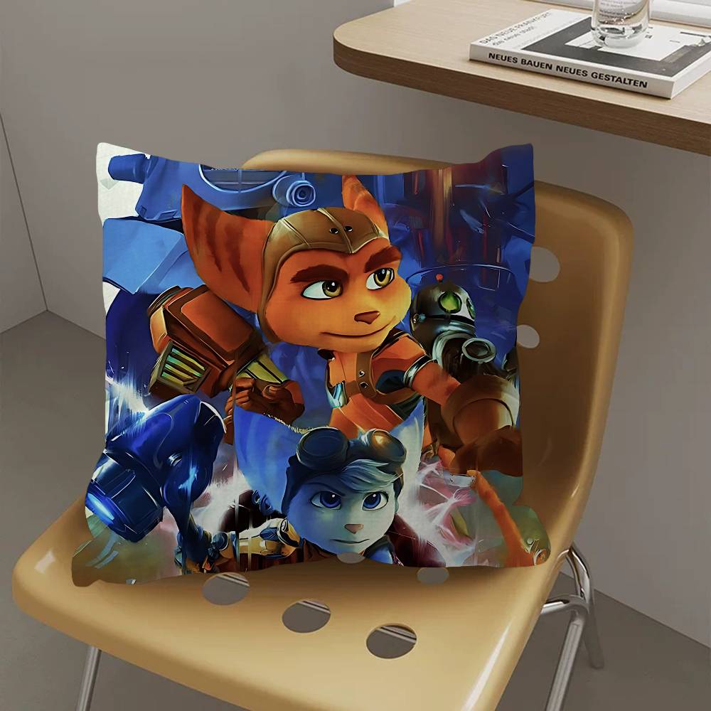 Ratchet N Clank Cartoon Fan Art Personalized Pillow Cover Kids Bedroom Wild Party Decor Pillowcase Kid Birthday Shower Gift