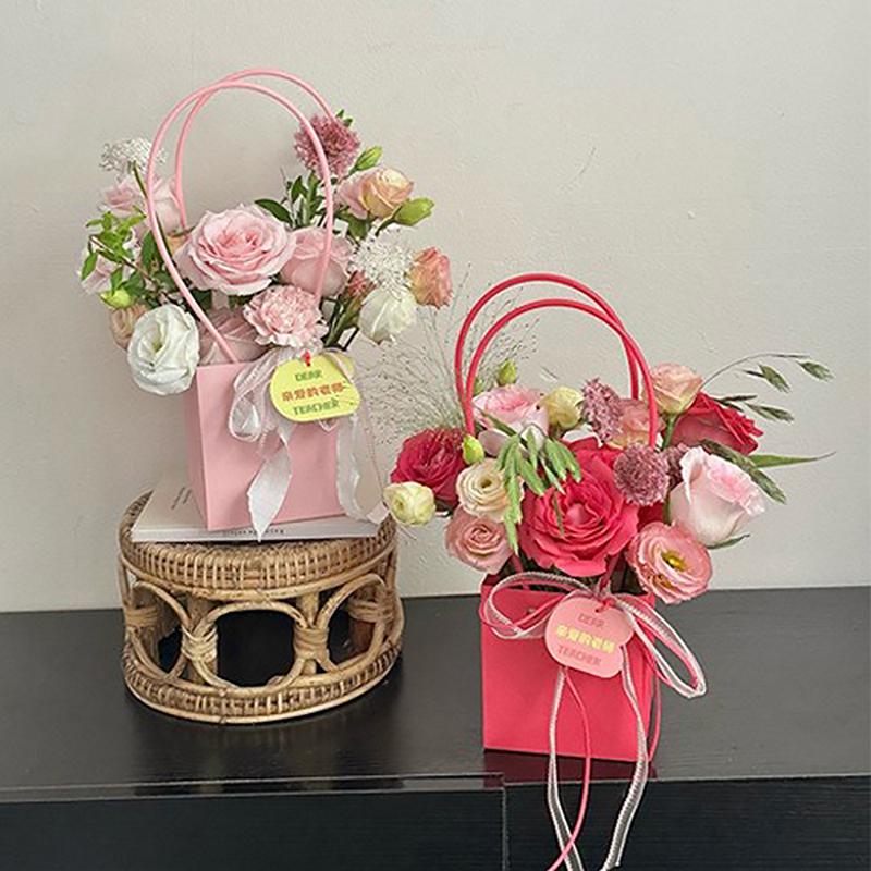 Portable Flower Packaging Box Wedding Decoration Gift Bag Handbag Valentine's Day Birthday Party Decor DIY Bouquet Packaging