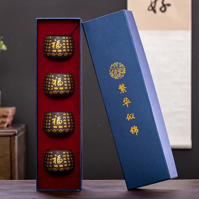 Purple Sand Heart Sutra Teacup Gilt High-end Tea Tasting Tea Cup Single Master Cup Kung Fu Tea Set Teacup Set Tea Bowl