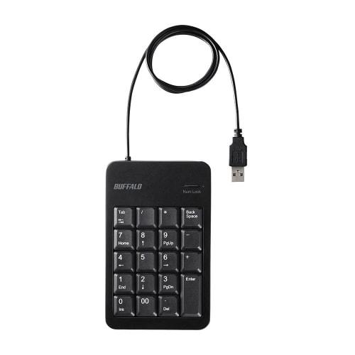 BUFFALO Wired Numeric Keyboard Tab Key with USB Hub Black BSTKH100BK
