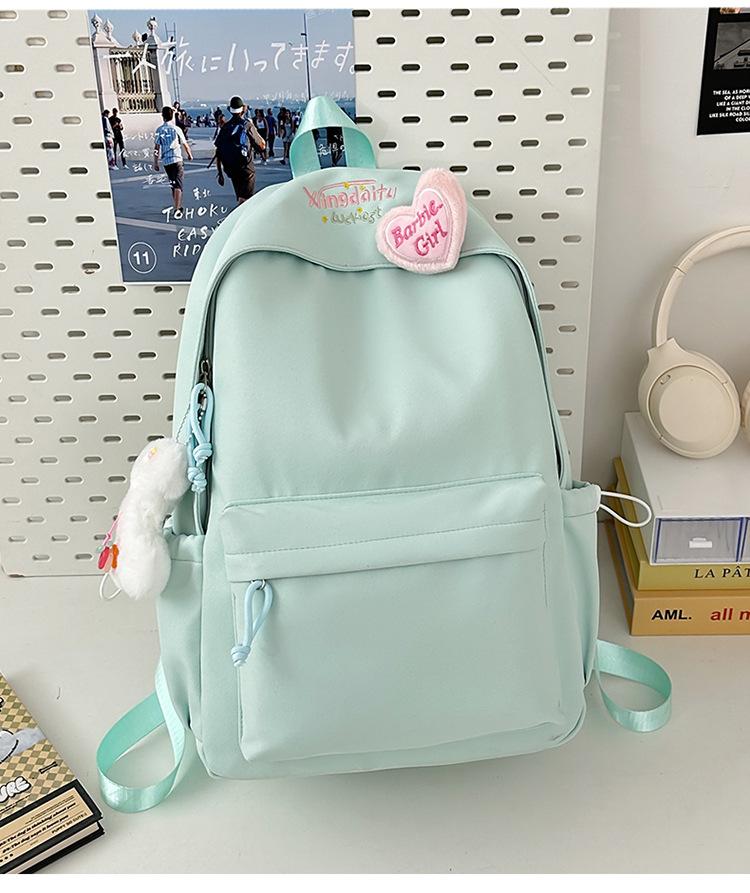 School bag letter simple Mori backpack ins style casual versatile commuter college student school bag large capacity solid color backpack
