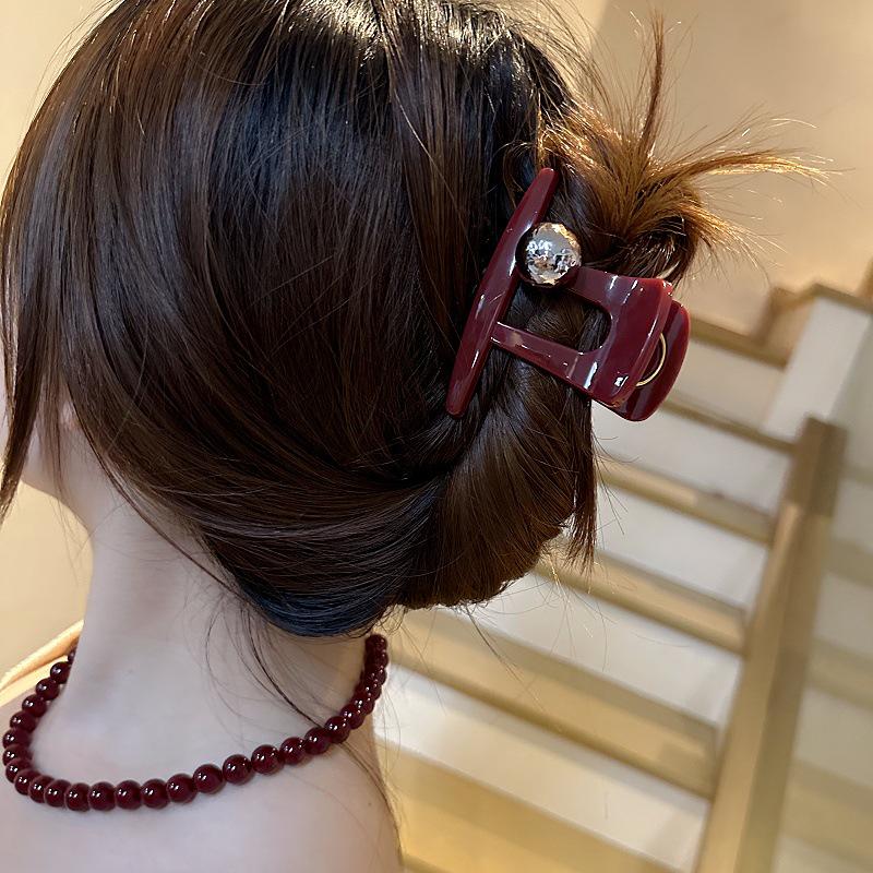 Korean Angora Red Heart Women's Medium Shark Claw Hair Clip