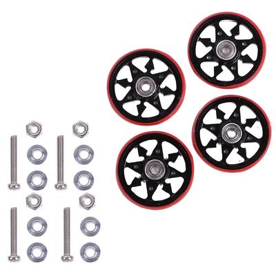 Rubonarie Mini 4WD First Try Parts Motor Course Bearing Mini 4WD Slot Car Tuning Parts and Set, Roller, (Black Red)