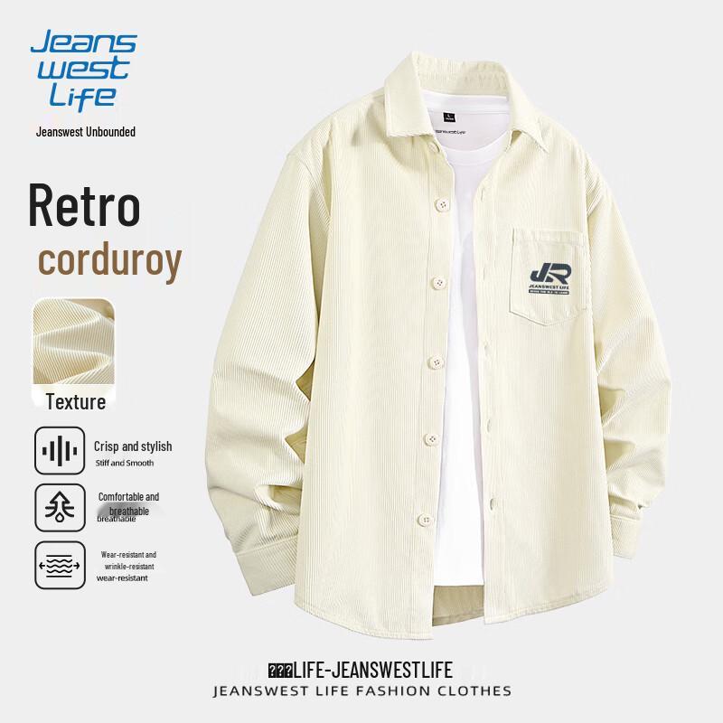 

JEANSWEST LIFE Men s Corduroy Long-Sleeve Shirt Jacket XL