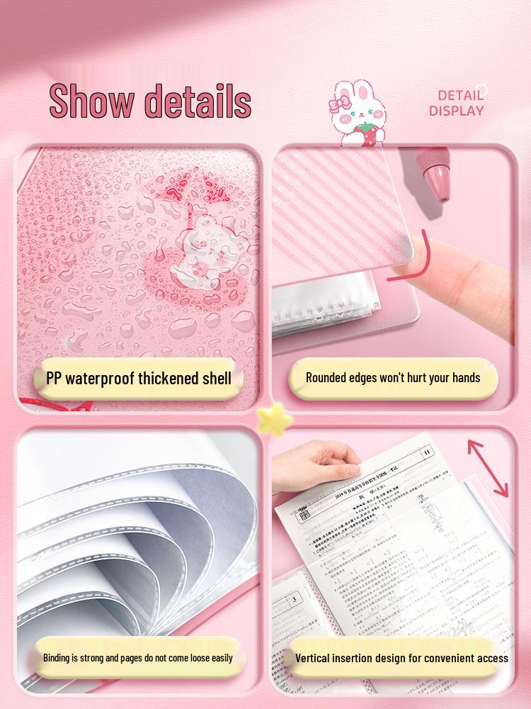 A4 Multi-Layer Transparent Document Folder with Loose-Leaf Inserts for Students