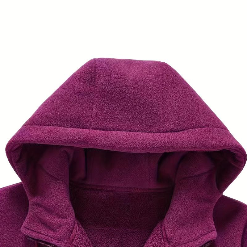 Damen Fleecegefütterte Warme Kapuzenjacke Weiche Langarm Reißverschlussmäntel Lässige Outdoor Sportbekleidung für Herbst/Winter Fleecejacke