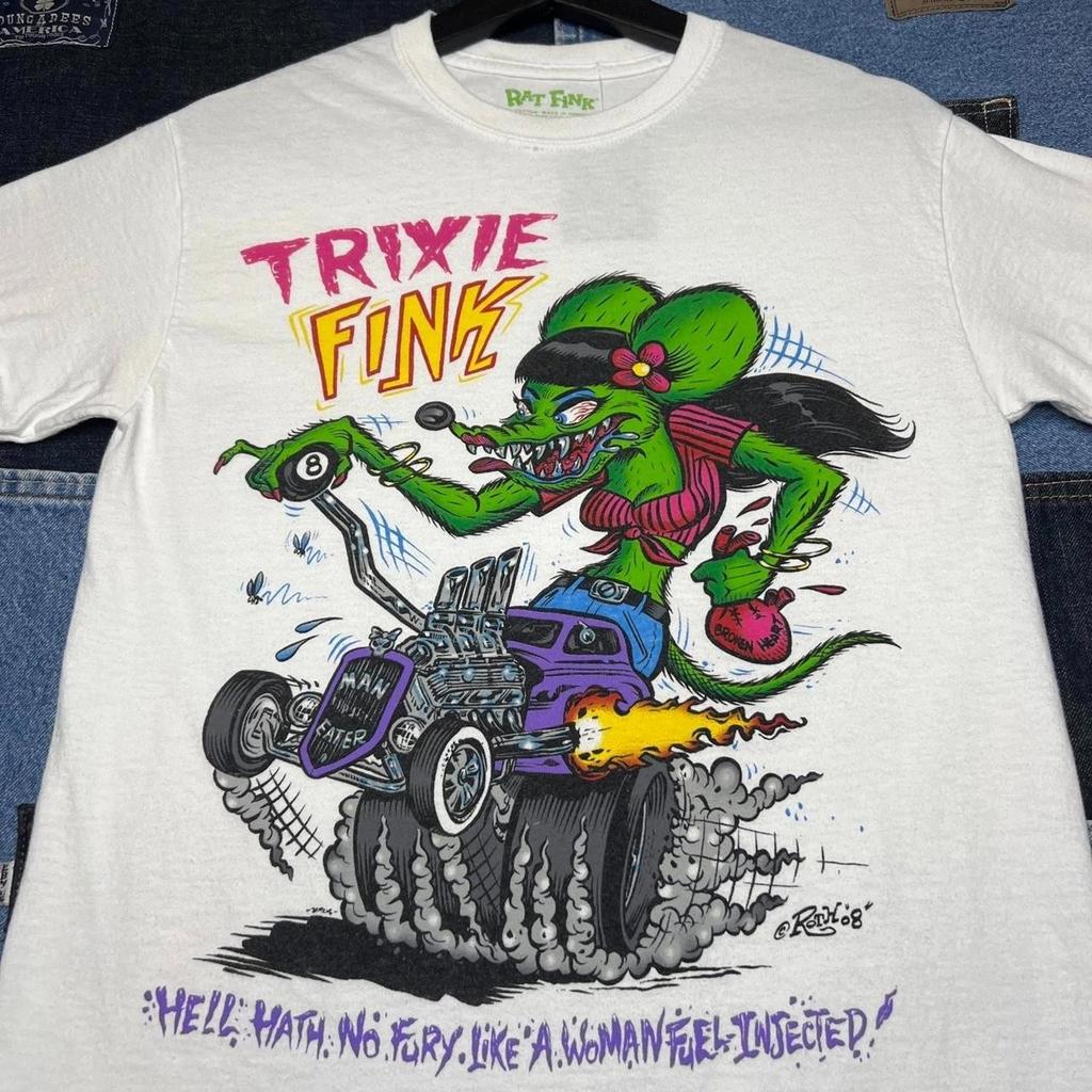 Vintage Rat Fink Trixie Racing Graphic Tee Mens Unisex Retro Cool Cotton Gift