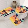 Coconut Tree 4pcs Shower Curtain Bathtub Curtain, Waterproof Bathroom Partition Curtain With 12 Hooks, Non-slip Bath Blanket