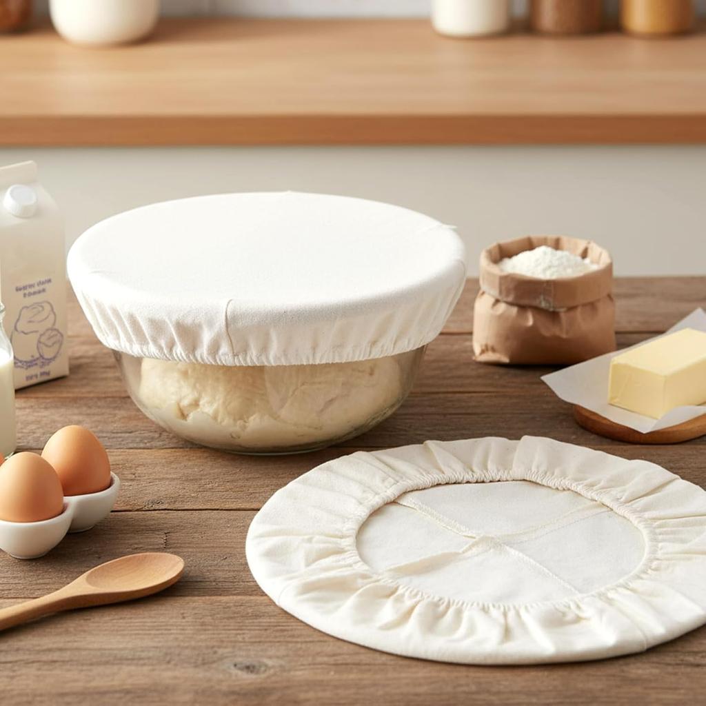 3 Pack Cotton Bread Proofing Covers, 10.23" Sourdough Bowl Cover, Reble Banneton Liner Cloth for Sourdough Fermentation, Fits 8-11 Inch Bowls Jars
