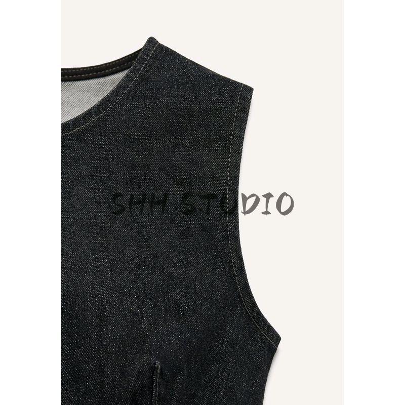 Spring New Women's Clothing Fashion Wind Cotton Blend Denim Effect Short Temperamental Dress 4365383