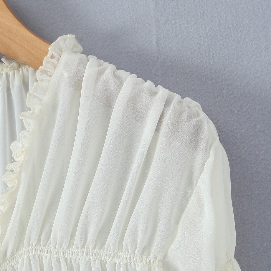 2026 Elegant Women's Chiffon Tie-Up Pleated Shirt for Sun Protection