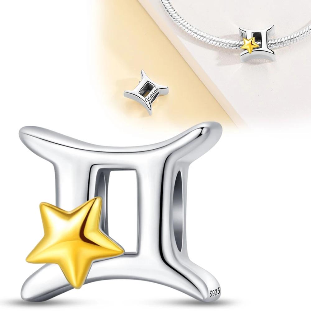 Coppertwelve Constellations Sparkling Aries Leo Pisces Beads Fit Pandora Charms Bracelet For Women Fine Jewelry