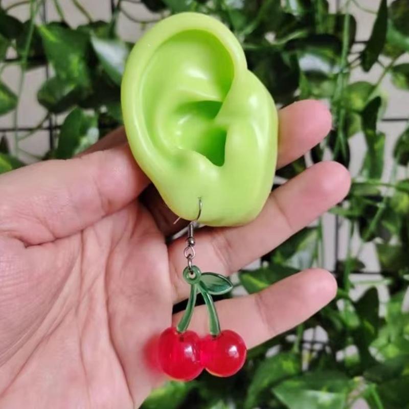 Delicate Alloy Cherry Earrings Youthful Cherry Drop Earrings Sturdy Alloy Ear Hook Adornment in Multiple Colors