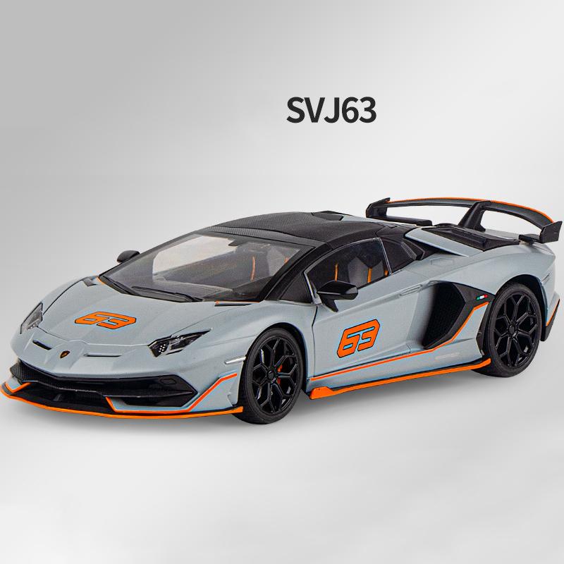 

1/18 Lamborghini Aventador SVJ63 литая игрушечная модель автомобиля с рулевым колесом, звуком и светом, детские игрушки, коллекционные предметы, подарок на день рождения серый