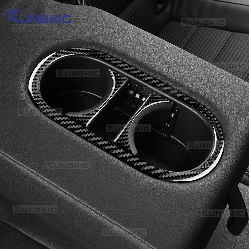 Echter Weicher Kohlefaseraufkleber Für SEAT Ateca 5F 2016-2025 Für Cupra Ateca 5F 2018-2025 LHD RHD Auto Hinteres Ablagefach Getränkehalter Panel