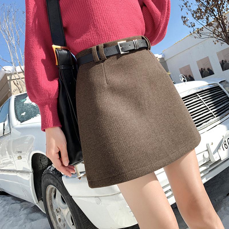 

Women s Plus Size High-Waisted Grey A-Line Skirt - Retro, Anti-Exposure, Hip-Hugging, Short, Petite, Autumn Collection XS