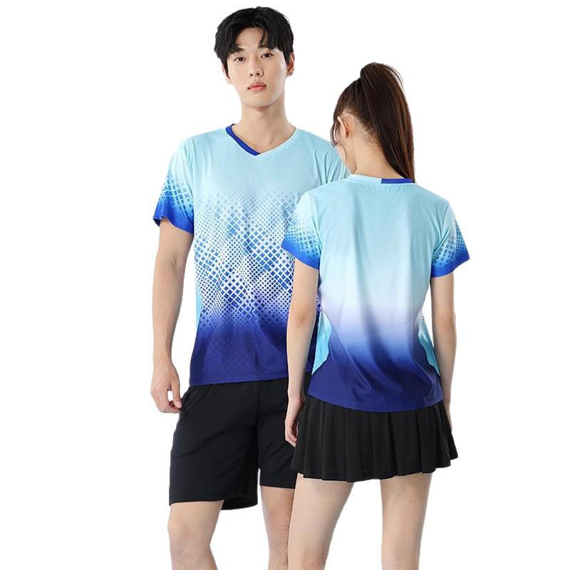 Womens Mens Quick-Dry Badminton Set Tennis Ping Pong Sportswear Activewear Short Sleeve Top Shorts Skirt