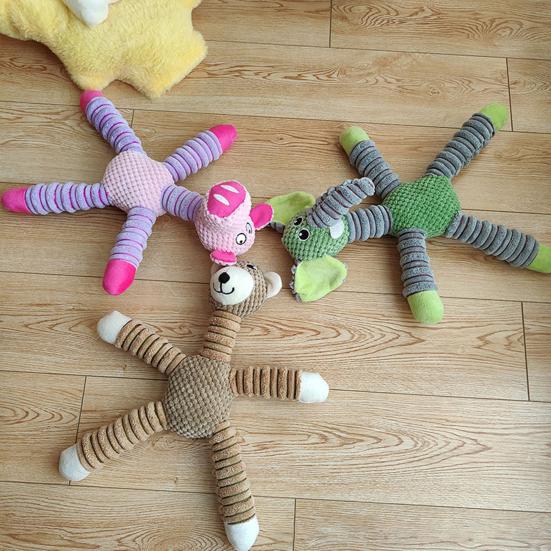 Teething Toy Puppies Animal Shape Soft Plush Chew Toy with Sound Maker Interactive Dog Toy Small Medium Dogs Puppy Play Toy