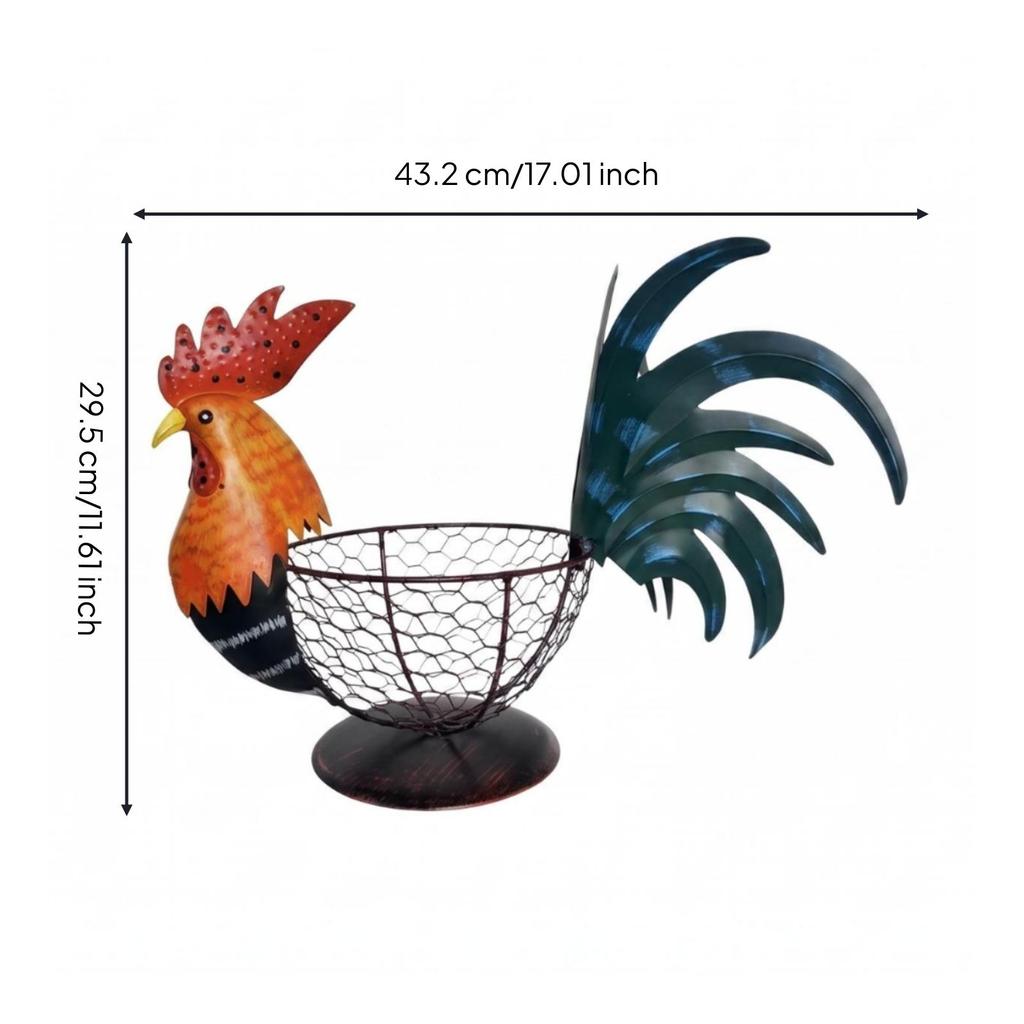 Cesto di Filo Gallo Decorativo Ornamentale Uovo Dipinto