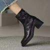 Winter Autumn Chelsea Boots Pu Leather Shoes for Women Retro Short Botas Round Toe Ankle Boots British Style Solid Women Shoes