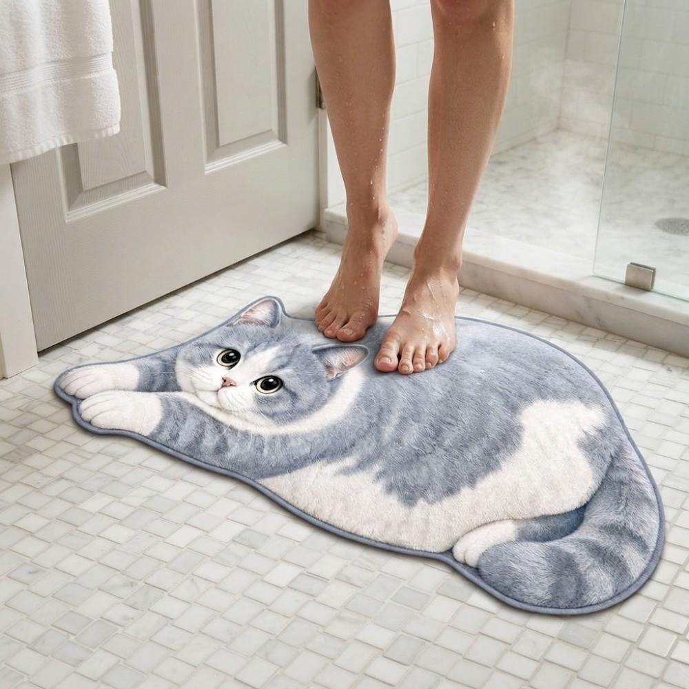 Decorative Rug Cat Shaped Rug Cat Pattern Cat Floor Mat Cute Animal Door Mat  Living Room Decor