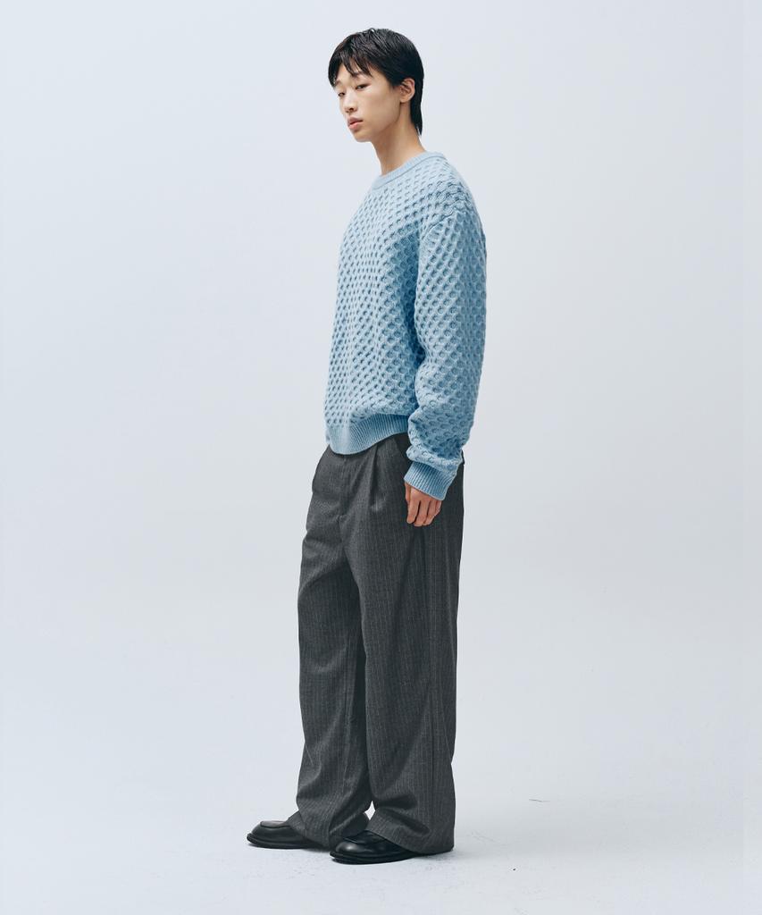 INTEMPOMOOD Croffle Round Neck Knit_Sky Blue